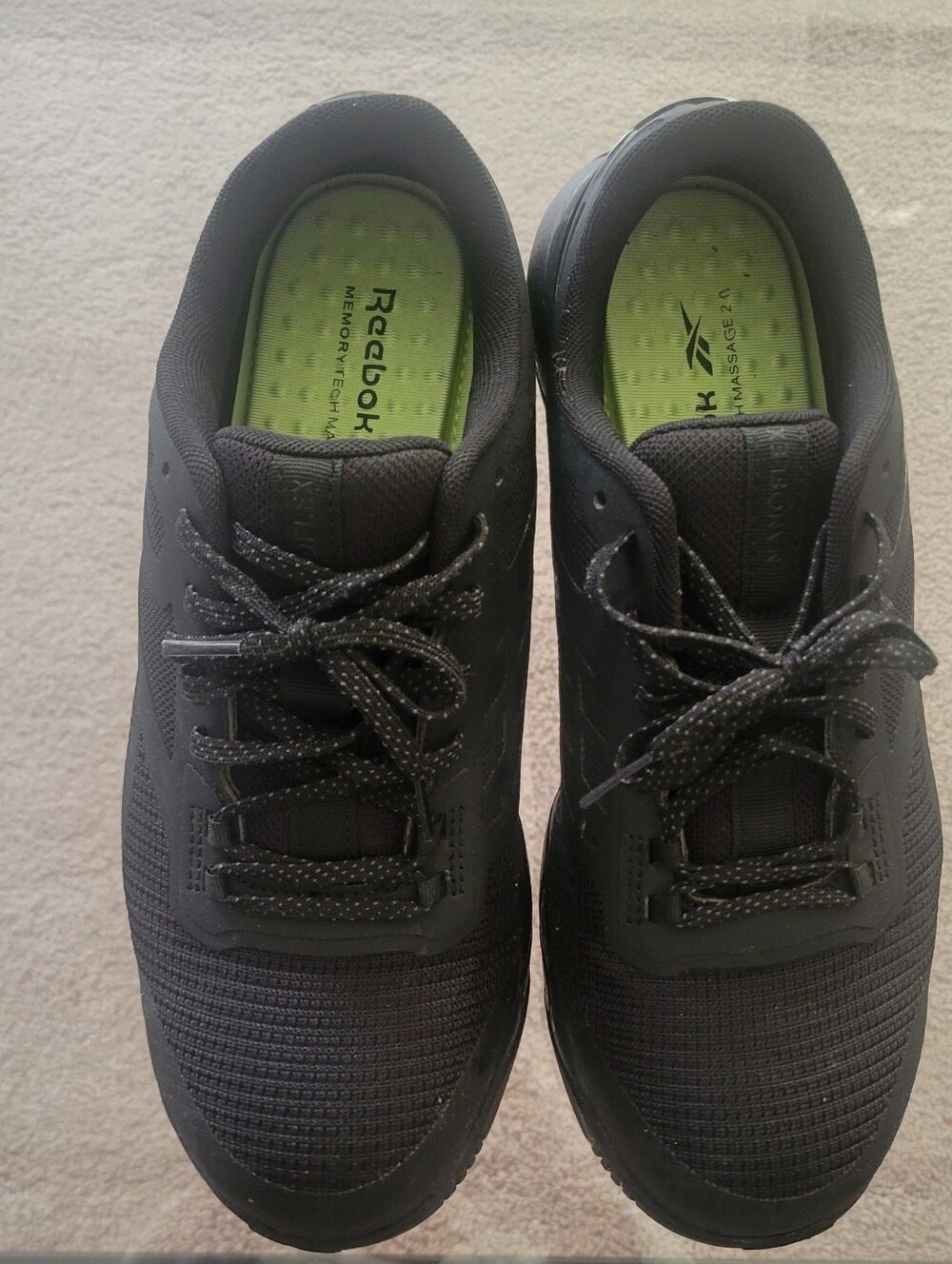Reebok Unisex Black Composite Toe Sneakers with Lime Green Insoles